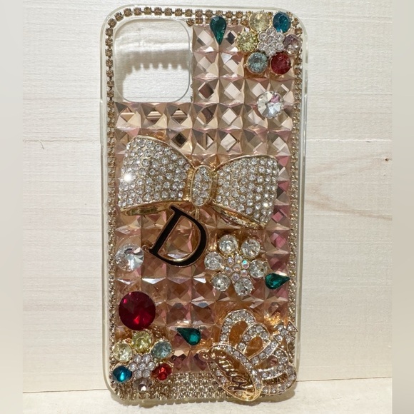 IPhone 11 Handmade Bling Bowknot Crown Flowers Rhinestone Crystal Diamond Cover